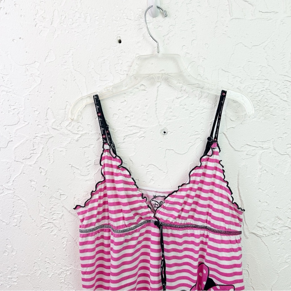 Vintage y2k White Pink Striped Minnie Mouse Babydoll Tank Top Size Large - Picture 3 of 8